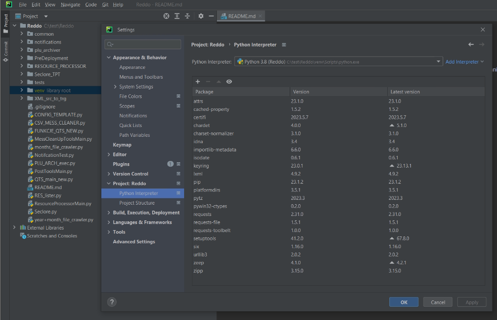 PyCharm Python interpreter settings