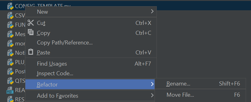 PyCharm refactor option